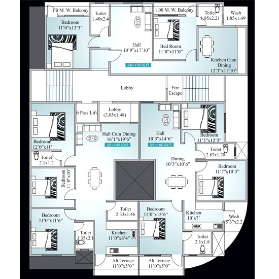 3rd, 4rd, 5th Floor Plan